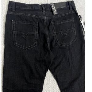 Street Rules Jeans Mens 34X32 Black Loose Straight Distressed Moto Street Cotton